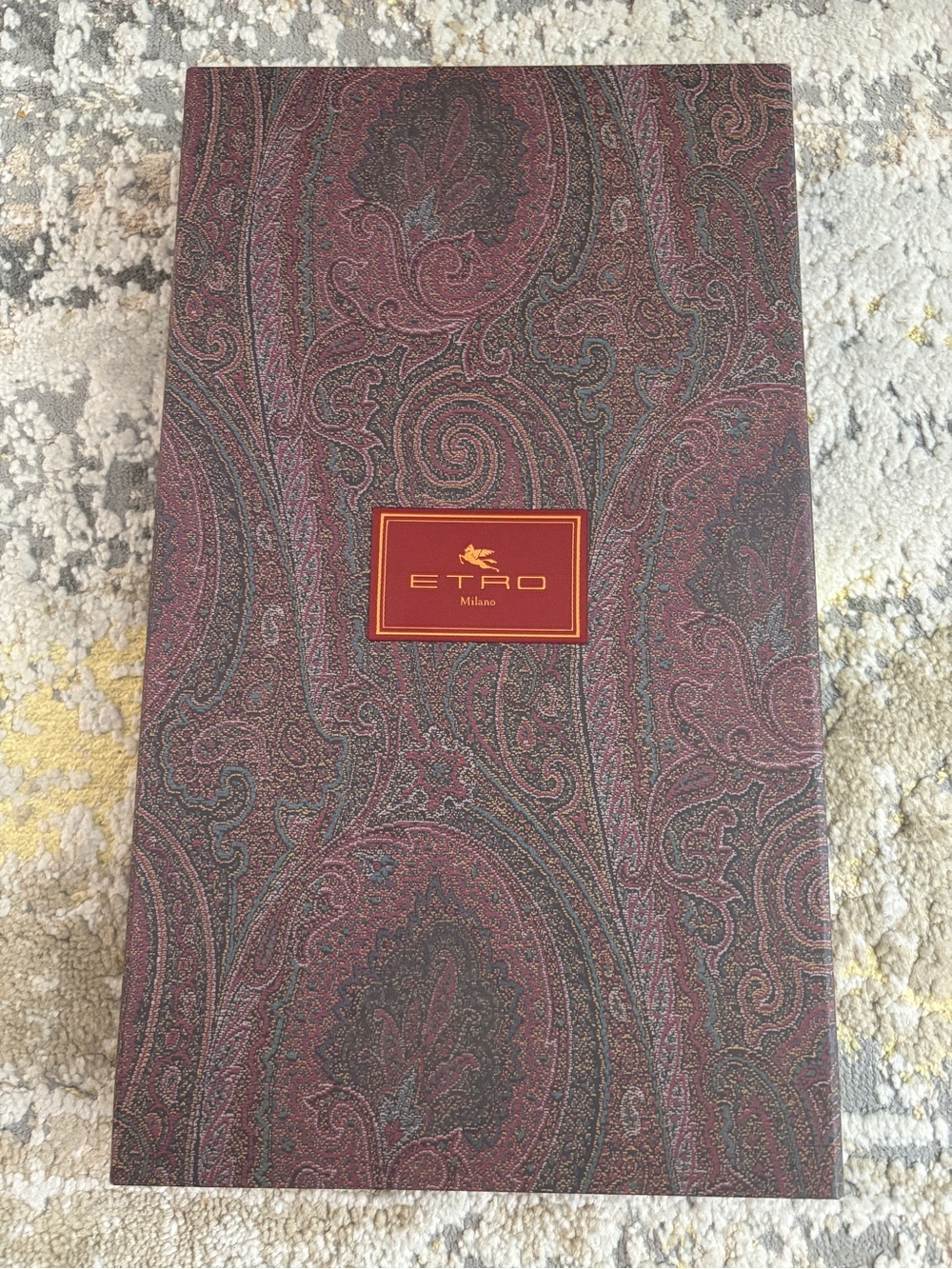 Authentic ETRO Milano Empty Magnetic Gift Box Burgundy Paisley Large Storage Box